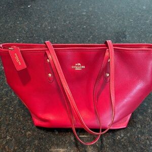 Coach Vibrant Red Leather Tote